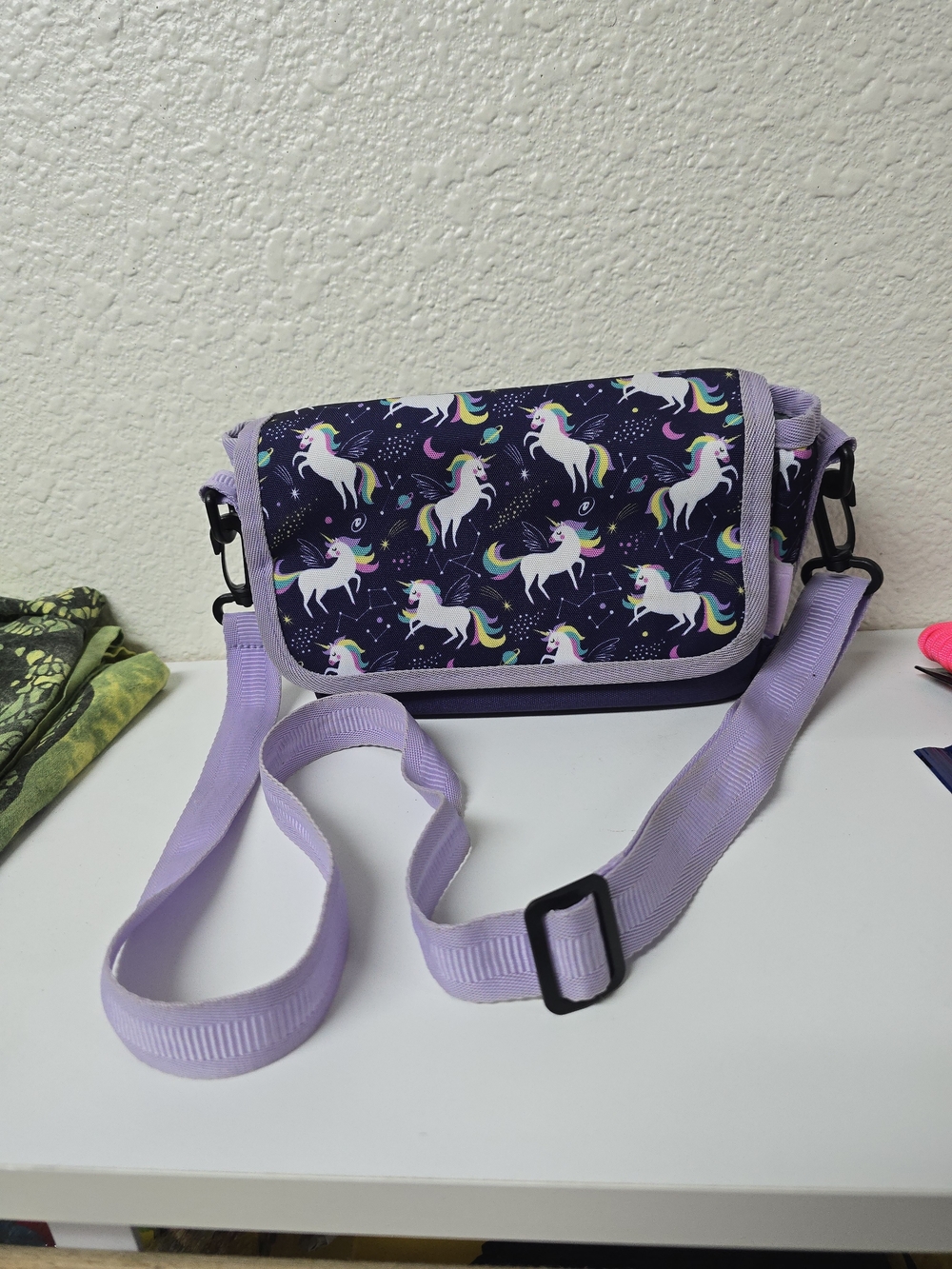 Unbranded Lavender Unicorn Print Crossbody Bag